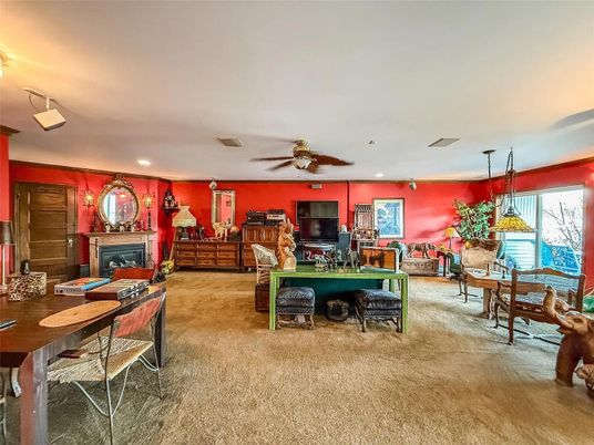 Fireplace, Home Office, Interior, Recessed Lighting