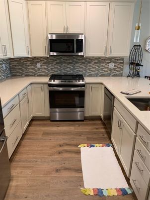 Interior, Kitchen, Stainless Steel Appliances, Wood Texture Flooring