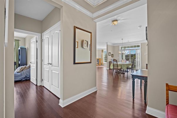 Bedroom, Chandelier, Dining room, Interior, Pendant Lights, Wood Texture Flooring