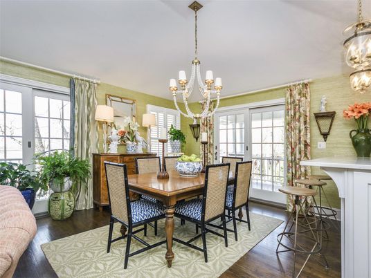 Chandelier, Dining room, Interior, Wood Texture Flooring