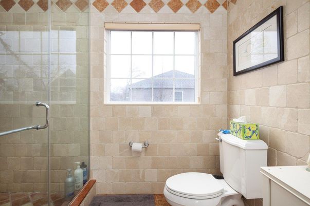 Bathroom, Glass Shower, Interior, Stone Walls