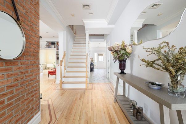 Interior, Recessed Lighting, Stone Walls, Wood Texture Flooring