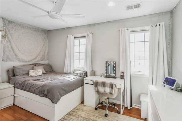 Bedroom, Home Office, Interior, Recessed Lighting, Wood Texture Flooring