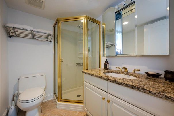 Bathroom, Glass Shower, Interior, Recessed Lighting
