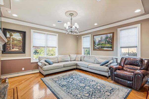 Chandelier, Interior, Living room, Recessed Lighting, Wood Texture Flooring