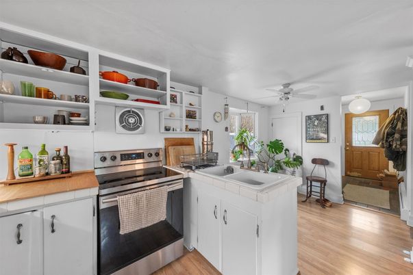 Interior, Kitchen, Stainless Steel Appliances, Wood Texture Flooring