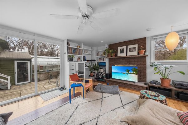 Home Office, Interior, Stone Walls, Wood Texture Flooring