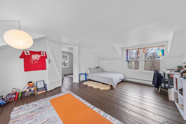 Bedroom, Home Office, Interior, Pendant Lights, Wood Texture Flooring