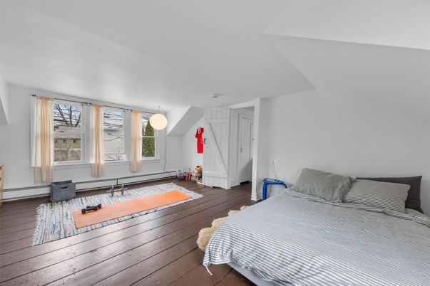 Bedroom, Interior, Pendant Lights, Wood Texture Flooring