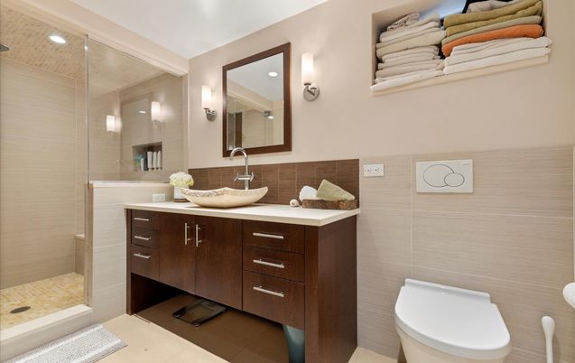 Bathroom, Glass Shower, Interior, Recessed Lighting