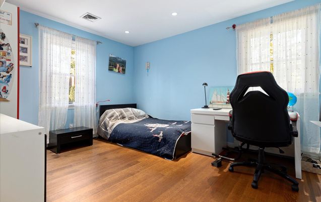 Bedroom, Home Office, Interior, Recessed Lighting, Wood Texture Flooring