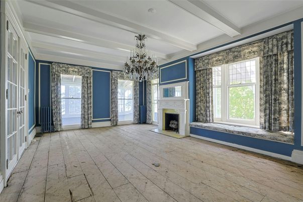 Chandelier, Empty room, Fireplace, Interior, Wood Texture Flooring