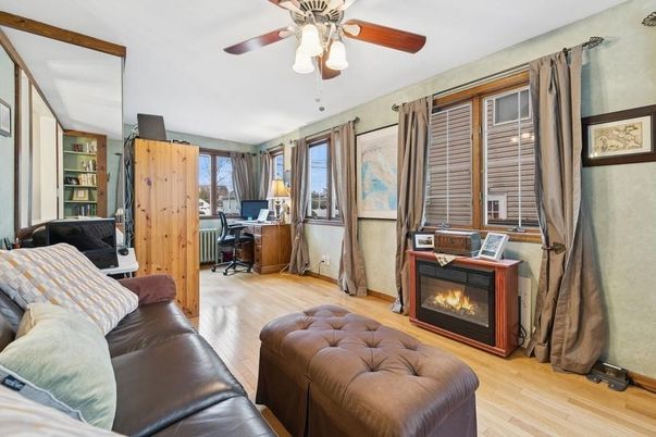 Fireplace, Home Office, Interior, Living room, Wood Texture Flooring