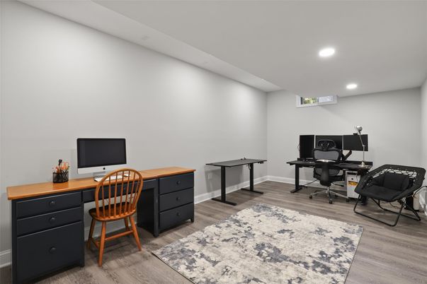 Home Office, Interior, Recessed Lighting, Wood Texture Flooring