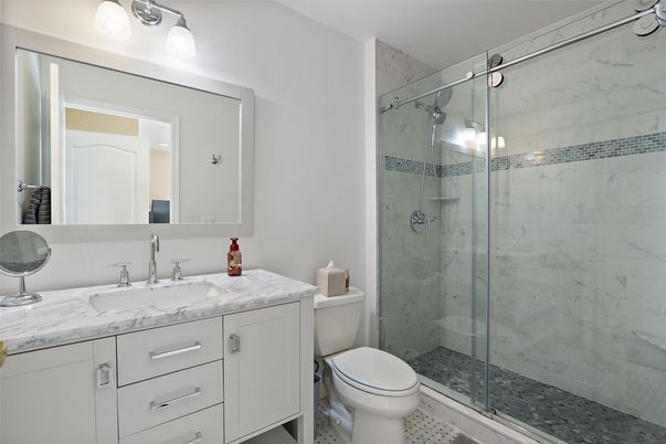 Bathroom, Glass Shower, Interior, Marble Walls