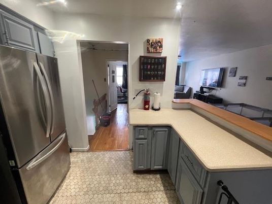 Interior, Kitchen, Living room, Recessed Lighting, Stainless Steel Appliances, Wood Texture Flooring