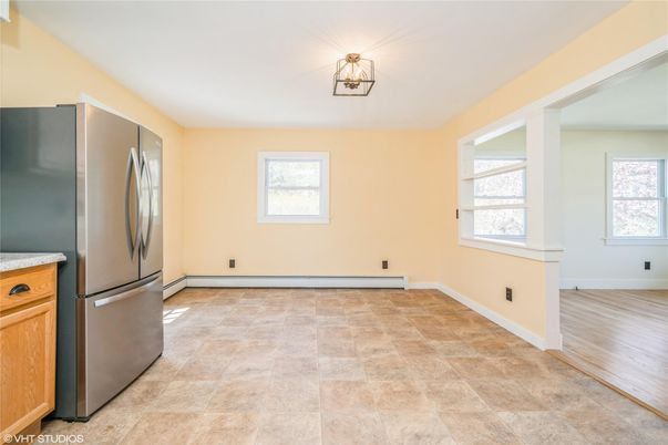 Empty room, Interior, Kitchen, Stainless Steel Appliances, Wood Texture Flooring