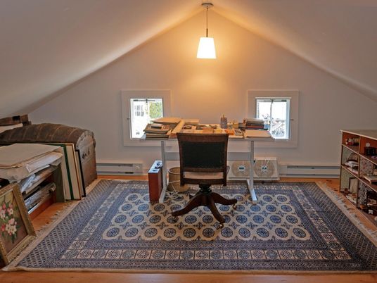 Home Office, Interior, Pendant Lights, Wood Texture Flooring