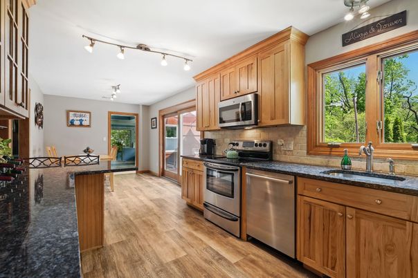 Interior, Kitchen, Stainless Steel Appliances, Wood Texture Flooring