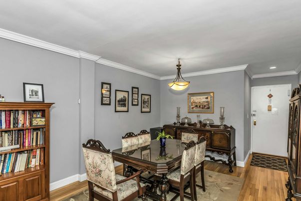 Dining room, Interior, Pendant Lights, Recessed Lighting, Wood Texture Flooring