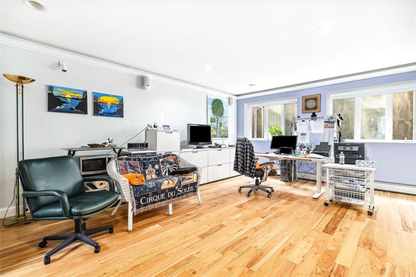 Home Office, Interior, Recessed Lighting, Wood Texture Flooring
