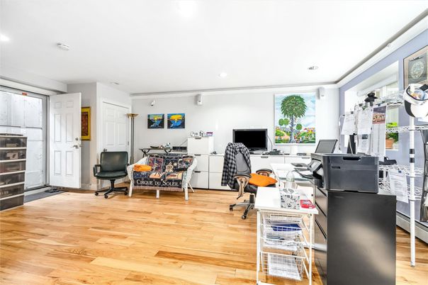 Home Office, Interior, Recessed Lighting, Wood Texture Flooring
