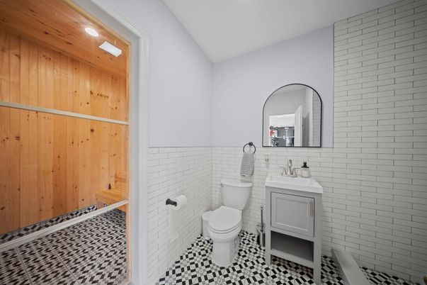 Bathroom, Interior, Recessed Lighting, Wooden Walls