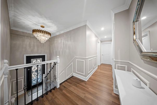 Chandelier, Interior, Recessed Lighting, Wood Texture Flooring