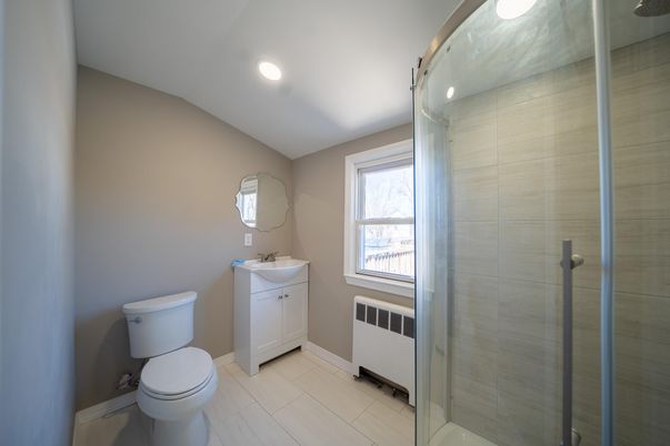 Bathroom, Glass Shower, Interior, Recessed Lighting