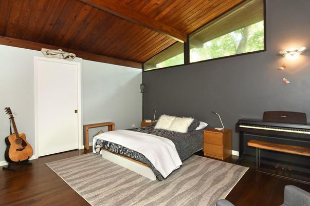 Bedroom, Interior, Piano, Wooden Beams, Wooden Ceilings, Wood Texture Flooring