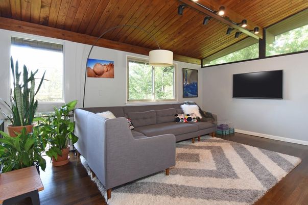 Interior, Living room, Pendant Lights, Wooden Beams, Wooden Ceilings, Wood Texture Flooring