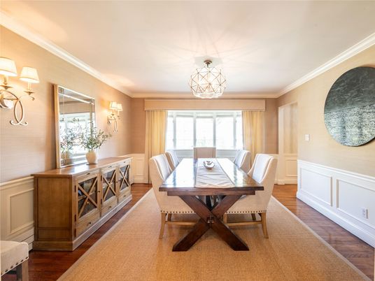 Chandelier, Dining room, Interior, Wood Texture Flooring