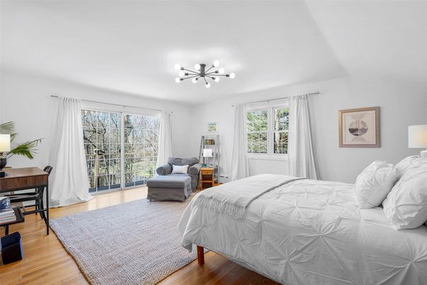 Bedroom, Interior, Pendant Lights, Wood Texture Flooring