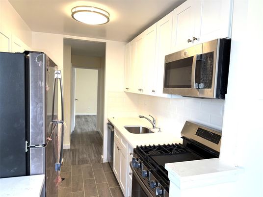 Interior, Kitchen, Stainless Steel Appliances, Wood Texture Flooring
