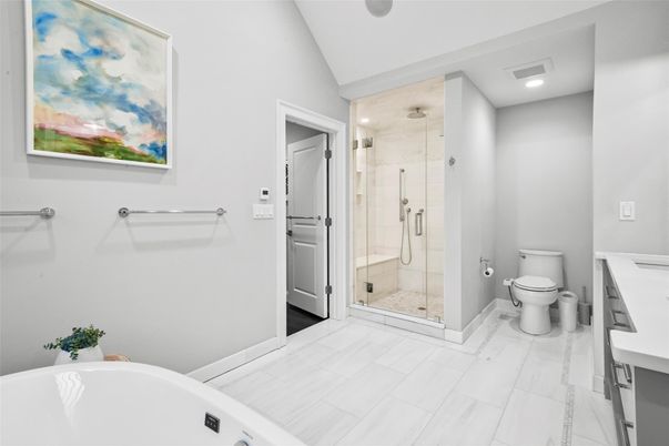 Bathroom, Glass Shower, Interior, Recessed Lighting