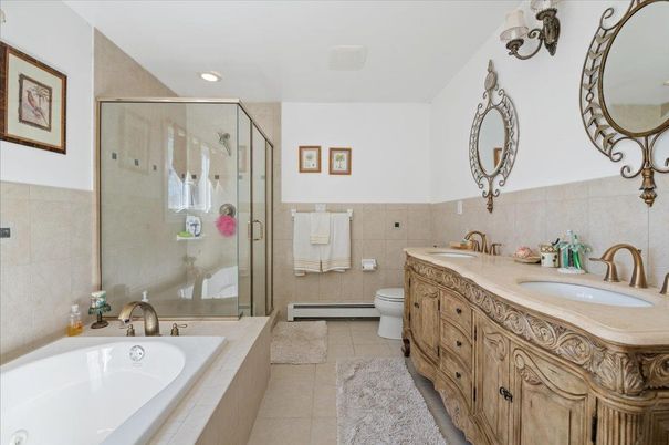 Bathroom, Dual Sink Vanities, Glass Shower, Interior, Recessed Lighting