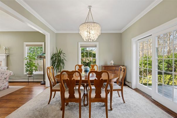 Chandelier, Dining room, Interior, Wood Texture Flooring