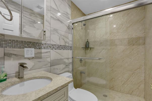 Bathroom, Glass Shower, Interior, Marble Walls