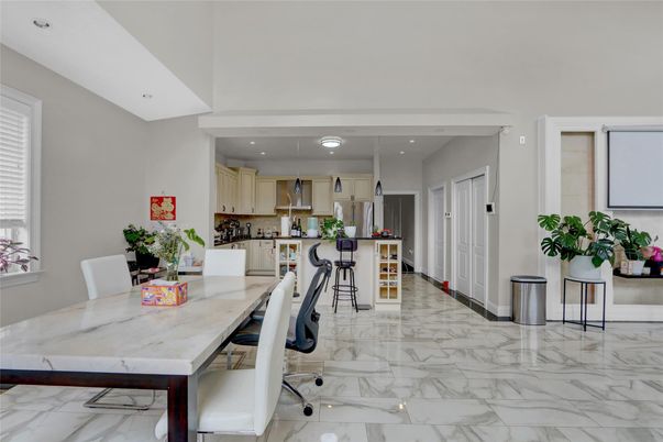 Dining room, Interior, Kitchen, Marble, Recessed Lighting