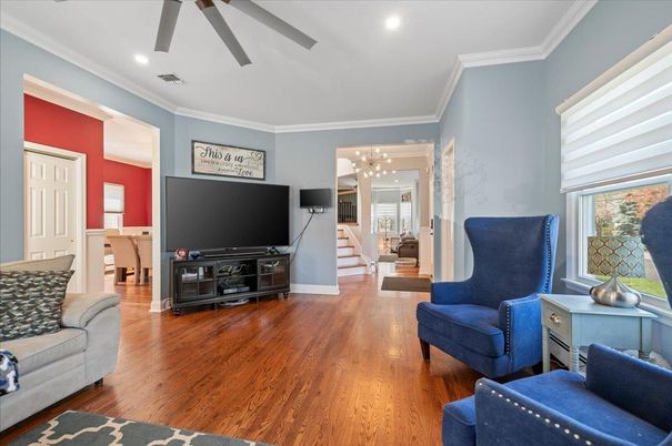 Interior, Living room, Recessed Lighting, Wood Texture Flooring