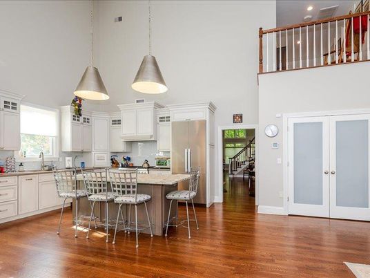 Interior, Kitchen, Pendant Lights, Recessed Lighting, Wood Texture Flooring