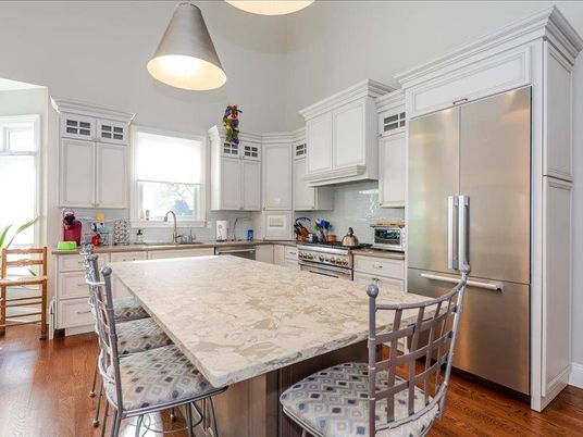 Interior, Kitchen, Pendant Lights, Stainless Steel Appliances, Wood Texture Flooring
