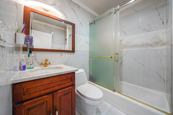 Bathroom, Glass Shower, Interior, Marble Walls