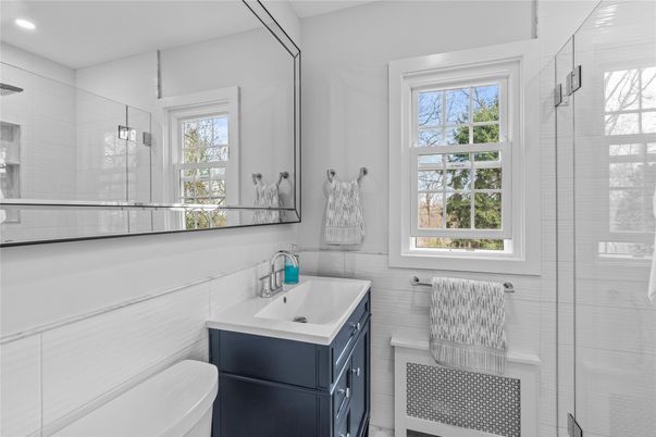 Bathroom, Glass Shower, Interior, Recessed Lighting