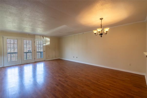 Chandelier, Empty room, Interior, Wood Texture Flooring