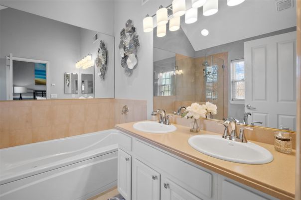 Bathroom, Dual Sink Vanities, Glass Shower, Interior