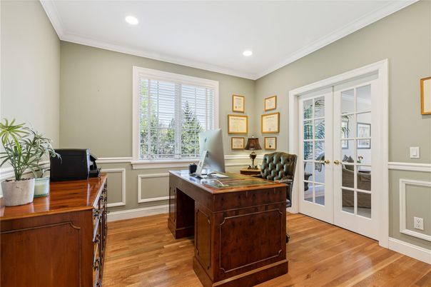 Home Office, Interior, Recessed Lighting, Wood Texture Flooring