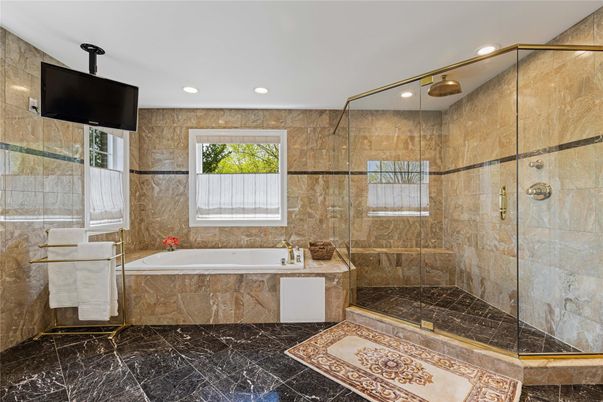 Bathroom, Glass Shower, Interior, Recessed Lighting