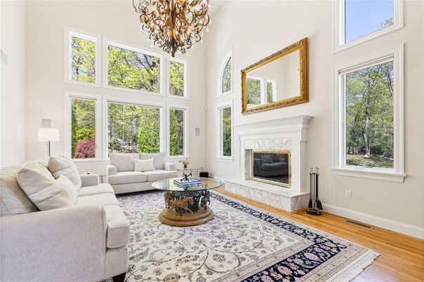 Chandelier, Fireplace, Interior, Living room, Wood Texture Flooring