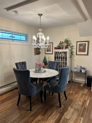 Chandelier, Dining room, Interior, Wood Texture Flooring